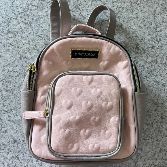 Betsey Johnson Handbags - Betsy Johnson Pink Quilted Heart Mini Backpack